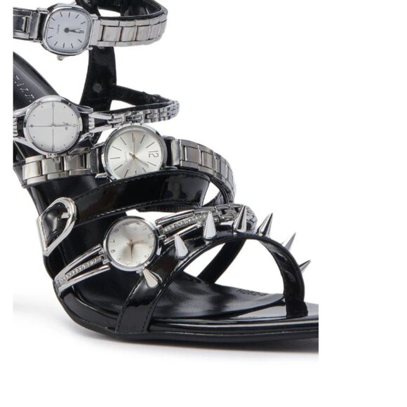 AZALEA WANG Sydondia Black Watch Shoe Stiletto Sandal – Edgy Glamour - Size 8.5 - Picture 6 of 15